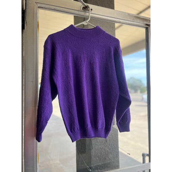 Vintage 1980's Cheryl purple sweater size medium - Picture 1 of 4